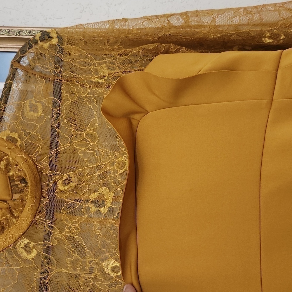 ASOS Delicate Lace & Scuba Ruffle Shift Mini Dress Fall Party Wedding Guest Glam - Picture 8 of 14